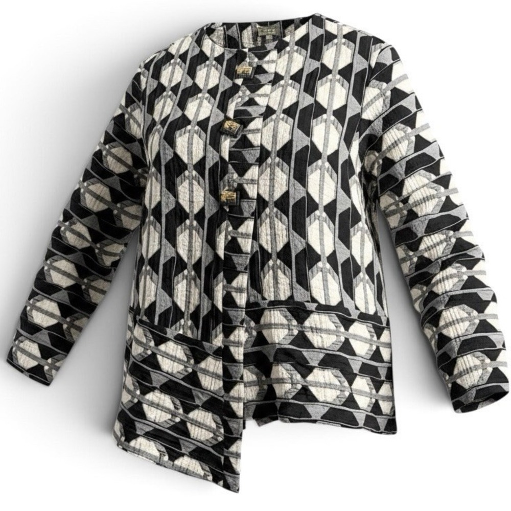 Niche by Nilgun Derman Geometric Quilted Jacket NWT XXL Asymmetric Lagenlook USA